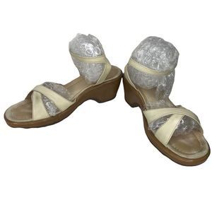 Dansko Arabella Sandals Women's 39 EUR Champagne Satin Heel Clog Shoes 8.5-9 US